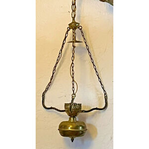 Antique Brass Hanging Lamp Electrified For restoration